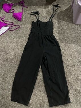Old Navy Black Tie-Shoulder One-Piece Jumpsuit, Small